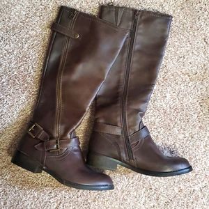 Tall Buckled Zipper Boots
